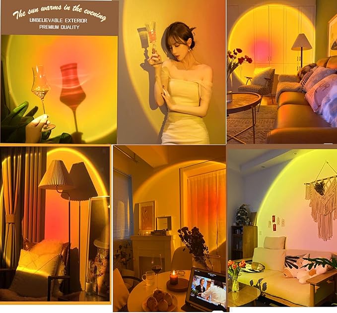 Eternal Sunset Projection LampRomantic Display in Party Bedroom Living Room, Sunset Projector for Living Room Bedroom Hotel Restaurant Decor Live Stream Ins Photography TikTop (Sun)