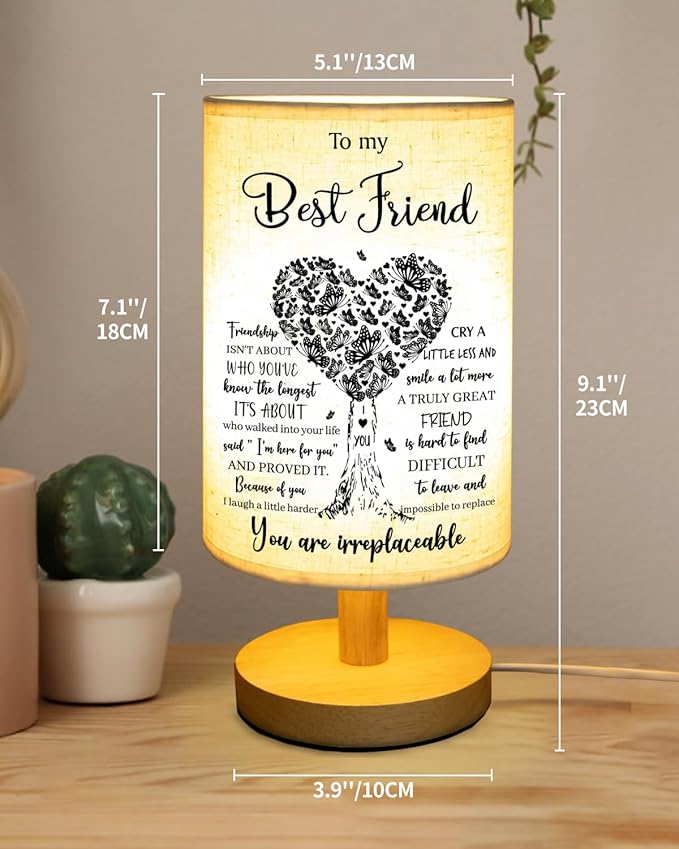 Best Friend Birthday Gifts for Women, to Friend Fabric Table Lamp, Mothers Day Birthday Gift for Best Friends, Friendship Gifts for Women Bedside Table Lamp Gifts for Bestie BFF