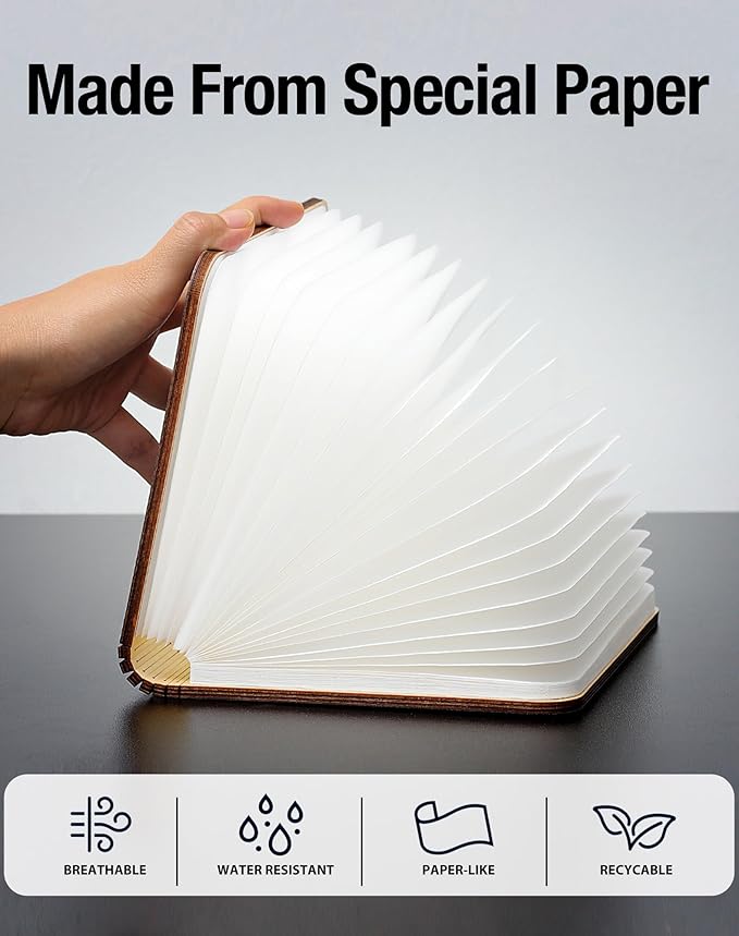 8.3 Inch Wooden Book Lamp, Book Lovers Gifts,Teacher Appreciation Gifts for Women, LED Ambient Lighting, Magnetic Mood Lighting for Home&Library Decor (Walnut)