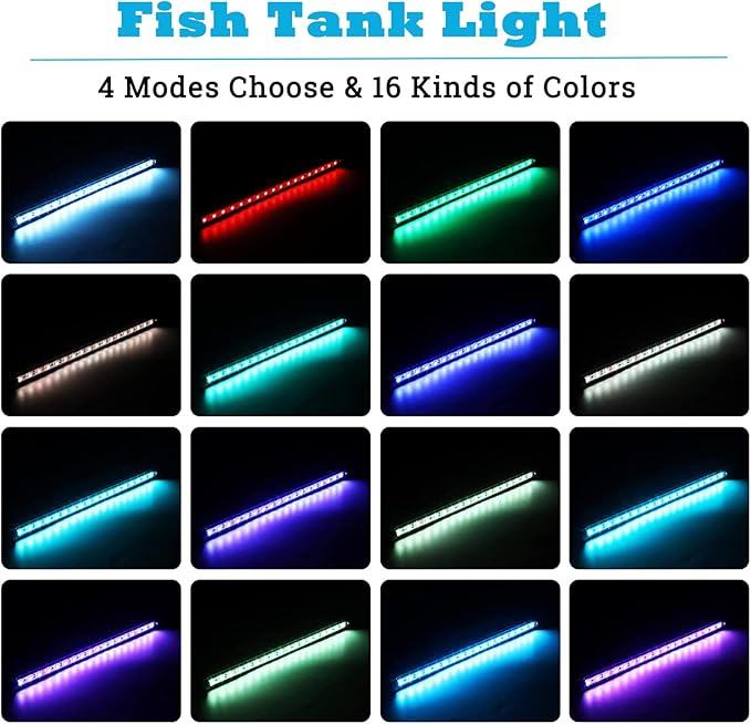 LED Aquarium Lights for Fish Tank,Submersible Fish Tank Light with Air Bubbler Hole Bubble Wall RGB Color Changing Brightness Adjustable Waterproof Remote Control Bubble Tube Light,4W 12inch