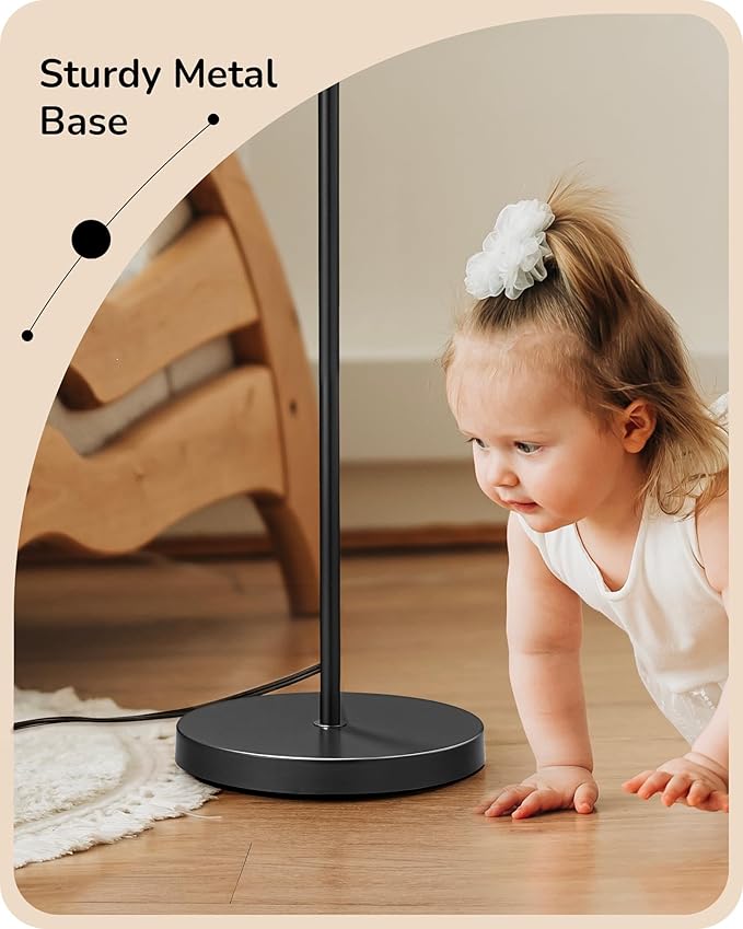 EDISHINE Modern Floor Lamps for Living Room, 64.7" Minimalist Standing Lamp with 3 Color Temperatures Bulb & Adjustable Linen Shade, Foot Pedal Switch, Arc Tall Lamp for Office Bedroom, Pink Shade