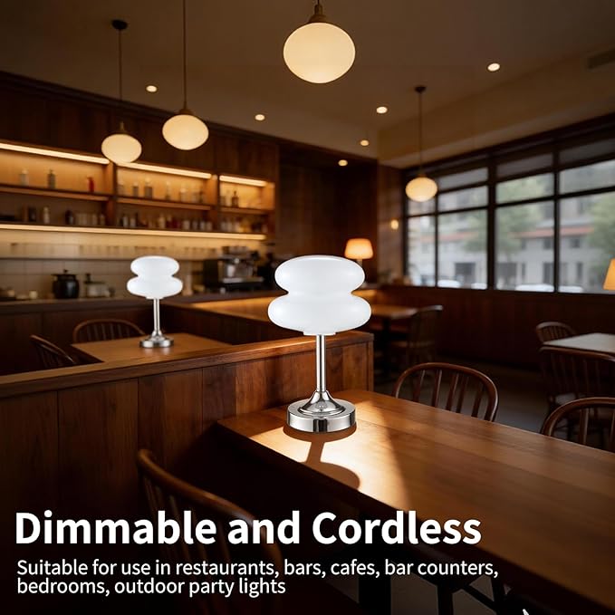 Cordless Mushroom Lamp Table Lamp for Bedroom, Battery Operate Mini Modern Mid Century Lamps,Unique Aesthetic Home Living Room Decor