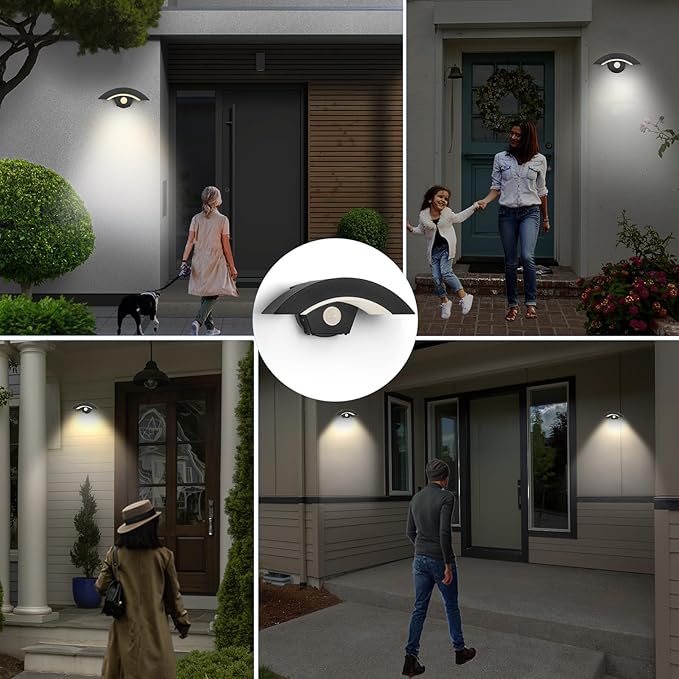 Motion Sensor Outdoor Lights 18W 1500lm LED Wall Light IP65 Waterproof Aluminum Wall Sconce Lamp 3000K Warm White Dusk to Dawn Sensor Security Lights for Garage Patio Walkway Porch Garden