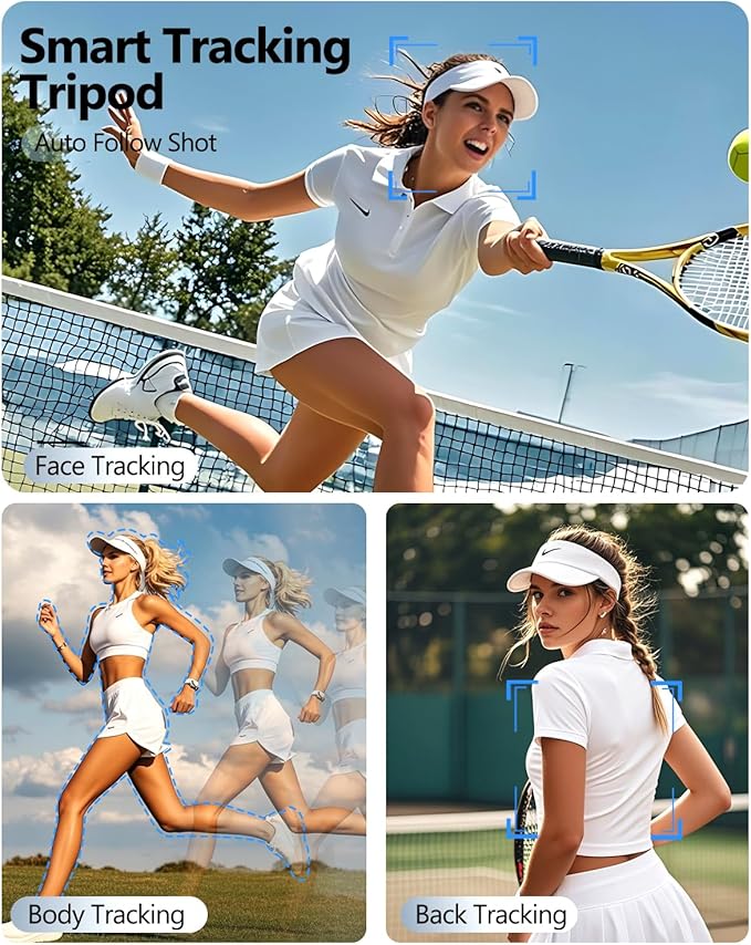 UBeesize 70'' Auto Face Tracking Tripod 360° Rotation with Stand, Phone Tripod with Fill Light, Selfie Stick & Phone Stand for Recording, Vlog/Live Stream/Video/TikTok, Compatible with iPhone/Android