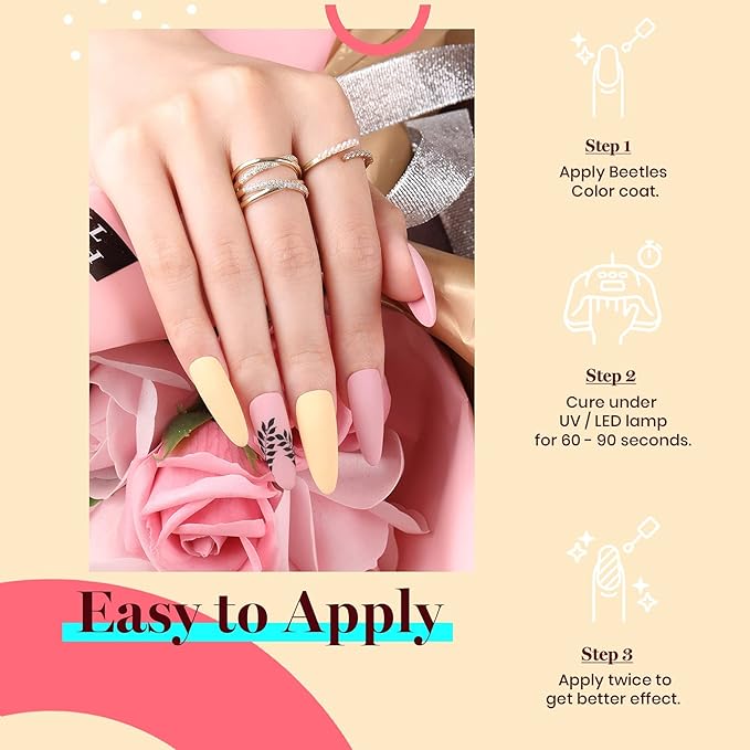 Beetles Yellow Gel Polish - Lemon Chiffon 15ML/0.51Fl Oz, Pastel Yellow Gel Nail Polish, Soak Off UV LED Lamp Pastel Nails Art, Long-Lasting Manicure Salon DIY Home Easter Spring Nails