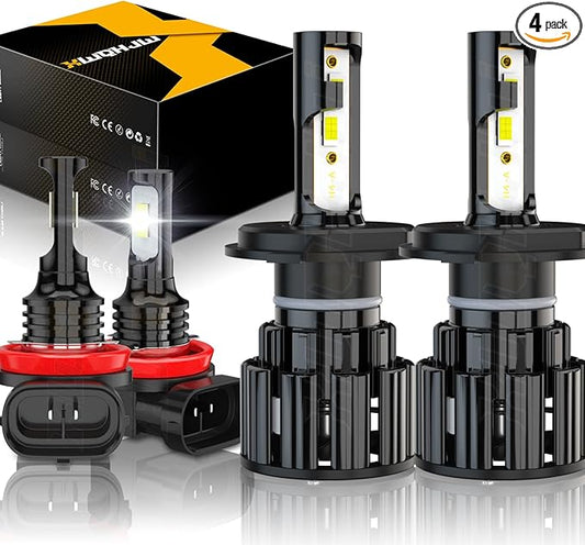 Compatible for 2012 2013 2014 2015 Toyota Tacoma Light Bulbs, 9003 High Low Beam H11 Fog Lights, 6000K Bright White, Plug n Play, Powersports Bulbs, 4-Pack