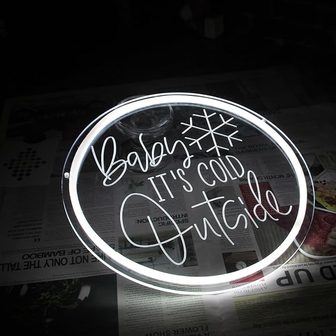 Baby It's Cold Outside Neon Sign For Winter Window Decor Led Baby Letters Neon Light Hanging Acrylic Night Light For Indoor Home Kids Room Bedroom Birthday Christmas Festival Decor (USB Power)
