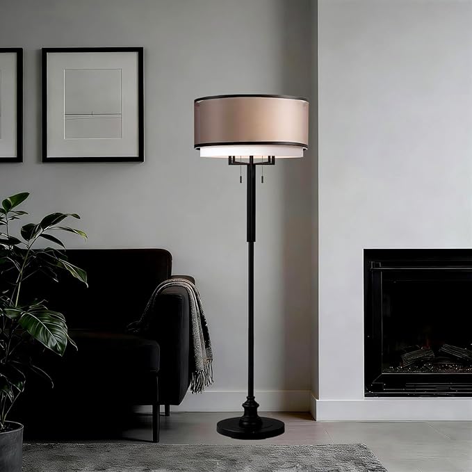 High-end Floor Lamps, Dimmable Standing Light, 3 Color Temperatures, Stepless dimming, Black Floor Lamp with Remote & App Control, Floor Lamp for Bedroom, 2 Bulbs(Included)