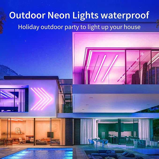 100FT Led Rope Lights,Flexible Neon Light Control with App/Remote,Multiple Modes,IP65 Outdoor Waterproof,Music Sync Strip for Bedroom