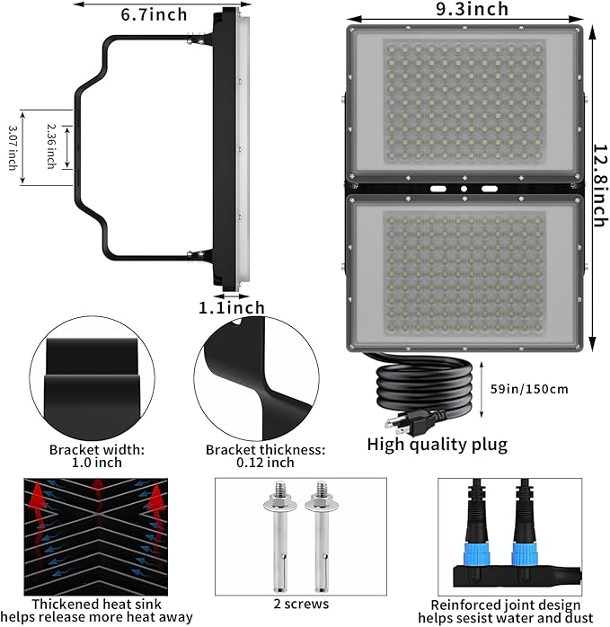 Stadium Lights Outdoor Led Flood Lights (800W*1 80000LM 6000K IP66 Super Bright Floodlight with Wider Lighting Angle for Garage,Garden,Lawn,Yard,Parking Lot