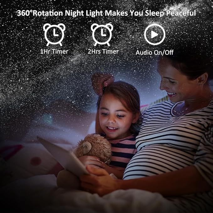 Planetarium Projector for Bedroom, Star Galaxy Light Projector with Nebula Milky Way, LED Night Light for Ceiling with Timer, Mood Lighting for Adults Kids Teens, Home Theater (Black White)