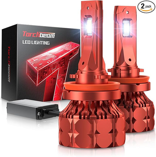 Torchbeam H11/H9/H8 Bulbs T7, 68,000LM H11 Brighter Light Bulbs for ATVS, 6500K Bulbs with High Speed Cooling Fan, Over 60000 Hours Lifelong, Easy 5Min Installation Led Light Bulbs, Pack of 2