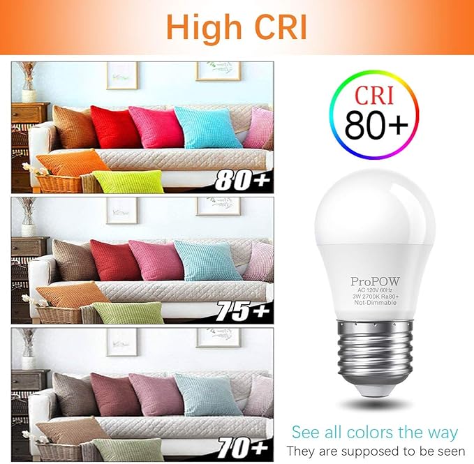 25 Watt Light Bulbs Equivalent A15 3W LED Light Bulb Soft White 2700K Energy Saving Low Watt Light Bulbs, E26 Base Bulb for Home Bedroom(8 Pack)