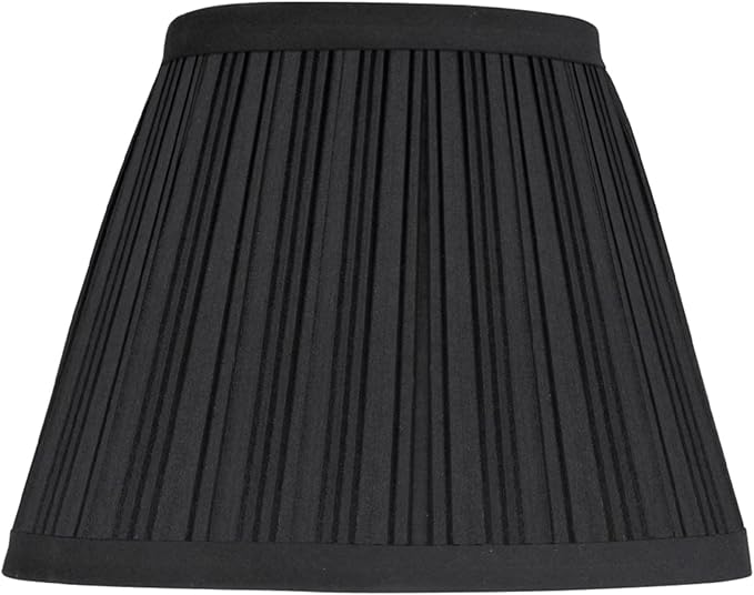 Aspen Creative 33005A, Transitional Hardback Empire Shape Spider Construction Lamp Shade in Pleated Black, 9" wide (5" x 9" x 7")