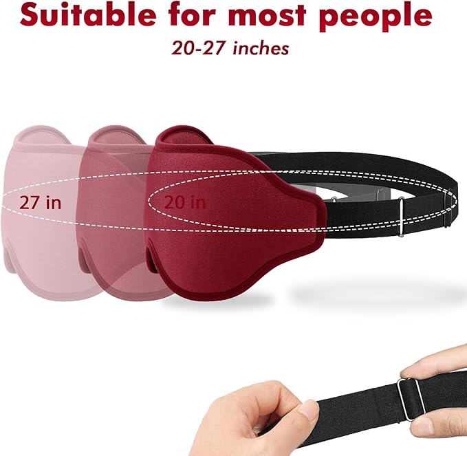 Sleep Eye Mask for Men Women, Lash Extensions 3D Sleeping Mask for Side Sleeper, Travel Blackout Night Blindfold Eye Shade Cover with Adjustable Strap (Red-3D)