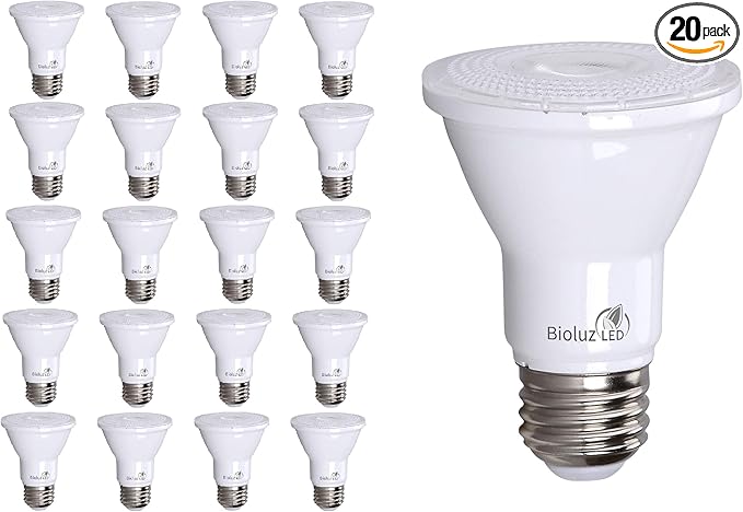 Bioluz LED PAR20 Light Bulbs 20 Pack, Dimmable LED Light Bulb 5.5W = 75W, Soft White 3000K, Daylight LED, E26, 40° Beam, Energy Efficient, UL Listed & Title 20, Replaces Incandescent, Soft Light Bulbs