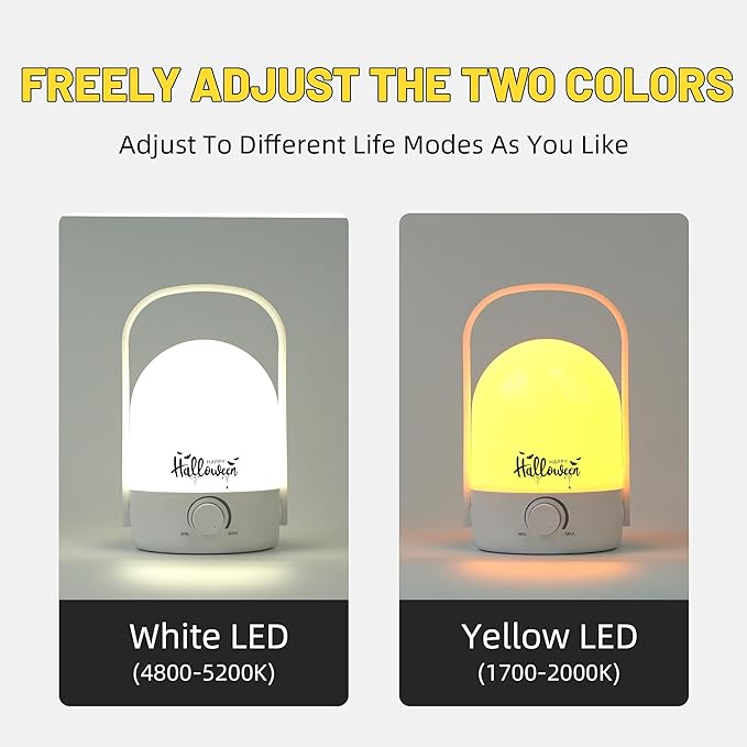 Table Lamp 1200mAh Bedroom Lamps Halloween Rechargeable Camping Light Small Lamps for Small Spaces,White A