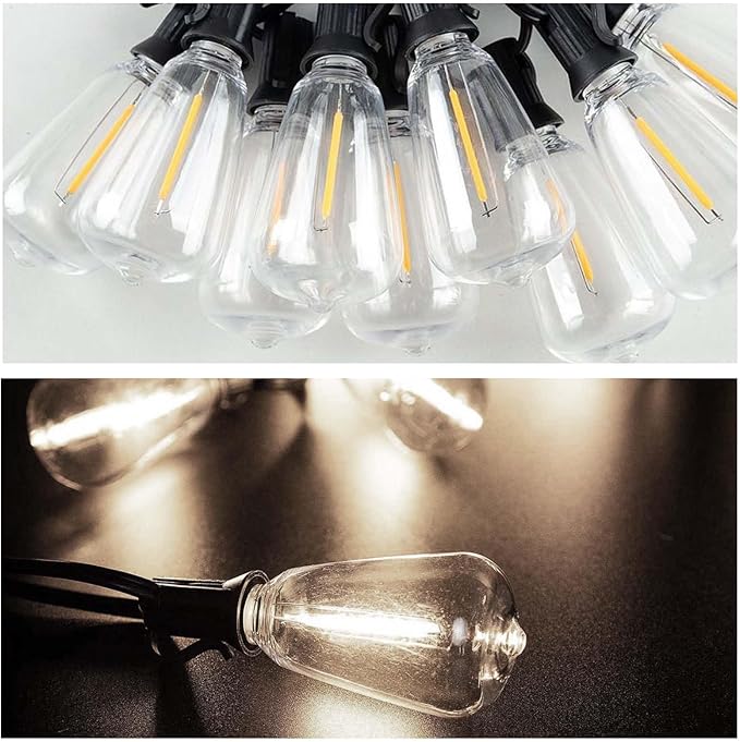 10 Pack ST38 Replacement Bulbs,Shatterproof Plastic Vintage LED Edison Bulbs C7/E12 Base 0.6W Clear Energy-Efficient Warm White 2700K for Indoor/Outdoor String Lights