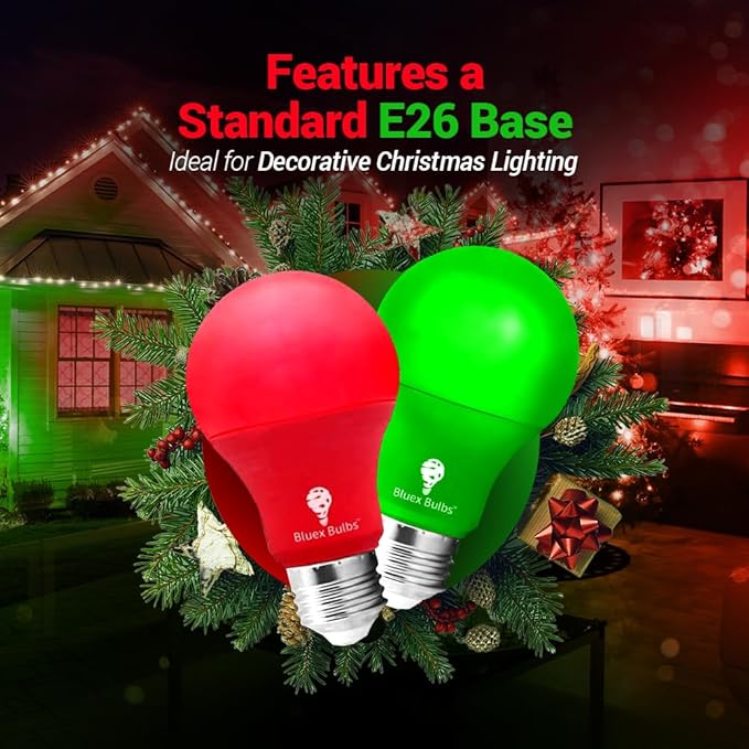 Bluex Bulbs 2 Pack Bluex LED A19 Red Light Bulb - 9W (60Watt Equivalent) - E26 Base Red LED Lights, Party Decoration, Porch, Home Lighting, Holiday Lighting, Decorative Illumination