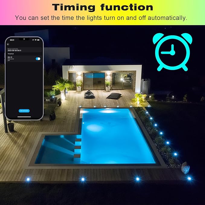 LED Deck Lights Kit, 20pcs Φ1.22 Smart WiFi Control Low Voltage RGBW Recessed LED Lighting, Waterproof Deck Stair Lights for Yard Garden Stair Patio Pool