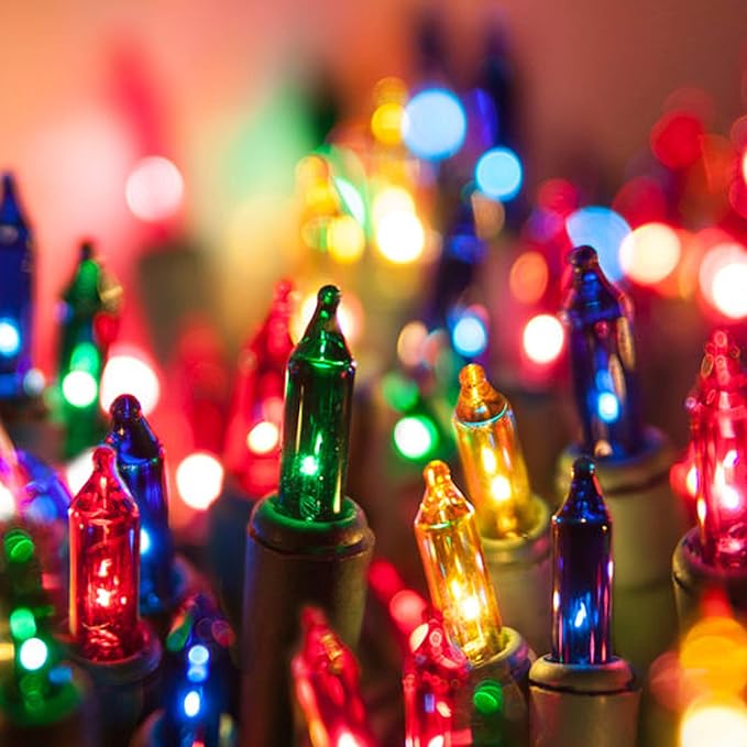 FUNPENY 50 LED Outdoor Christmas Lights, 16 FT Mini String Light with 8 Modes, Waterproof Tree Lights for Indoor Outdoor Patio Garden Party Wedding Christmas Decoration, Multi-Color