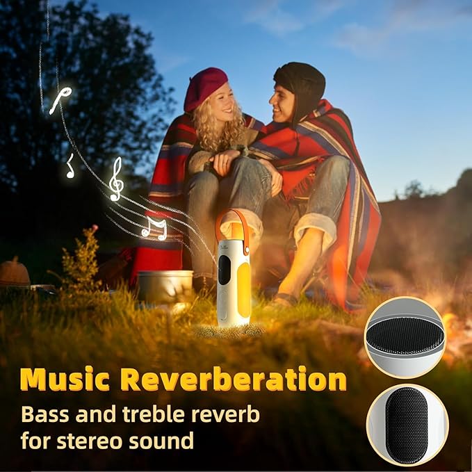 Foldable Camping Light Rechargeable Lantern with 2 Bluetooth Speakers,10000mAh Power Bank,Portable Flashlight with Removable Hook,IP54 Waterproof,1000LM,5 Modes for Camping, Hiking, Fishing,Emergency