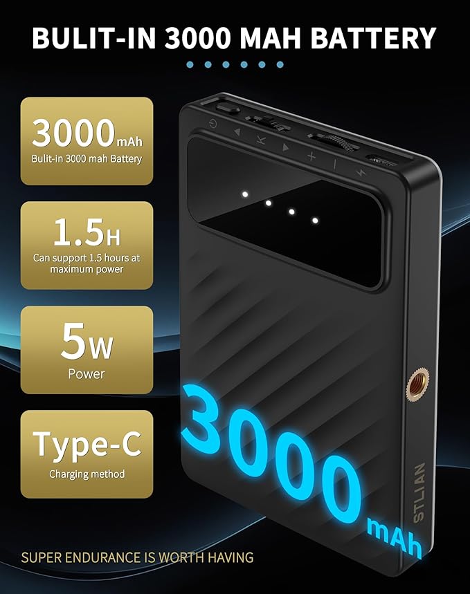 Selfie Light for iPhone:3000mAh Phone Light Clip with 120 LEDs & CRI95+, Compatible with iPhone/Laptops/Tablets/Cameras for Video Recording/Selfies/Live Streaming/Zoom/YouTube