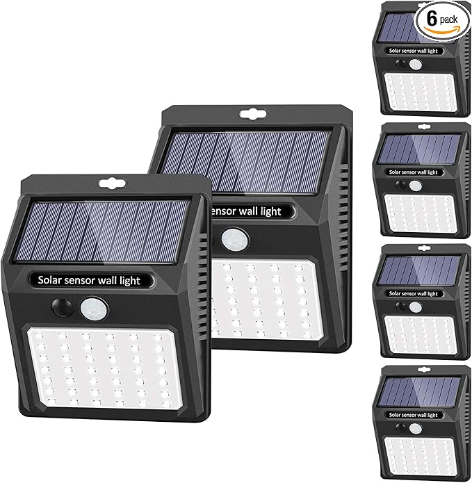 Solar Lights Outdoor [6Pack/3Modes], Solar Security Lights Solar Motion Sensor Lights Waterproof Outdoor Lights for Garden Fence Patio Garage