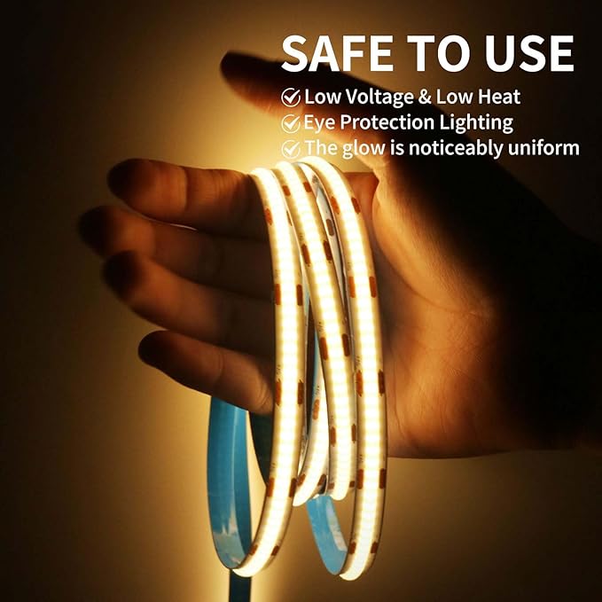 2Pack USB LED Light Strip, 3000K Warm White COB LED Strip Lights, 3.28FT TV Lights Flexible Small Led Lights with Touch Switch Controller White 5V LED Strip Light for TV Backlight Bedroom