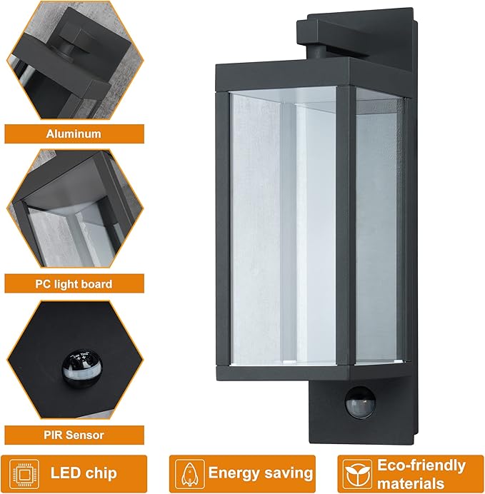Lustrlach 2 Pack Motion Sensor Outdoor Light Fixtures Wall Mount,Exterior Wall Sconce, Porch Light, Garage Lights, Waterproof Motion Lights for Outside, Garden, Front Door