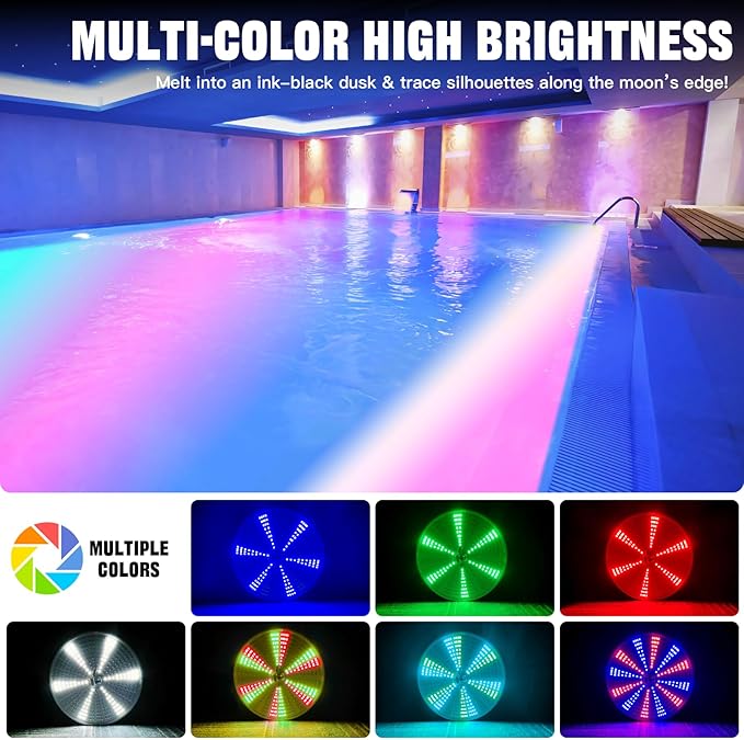 JTT Pool Lights for Inground Pool-LED Pool Light Bulb for Above Ground Swimming Pool-35W(600W Eq.) 6500K 120V Spa Light Bulb E26 Base, Multi-Color & Adjustable with Remote Control - 1Pack