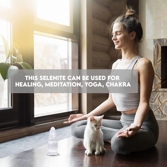 WBM Selenite Crystal Skyscraper Tower 15cm Long, Natural Healing & Calming Effects, Moroccan Crystal Without Cord for Home Decor 3-5 Lbs