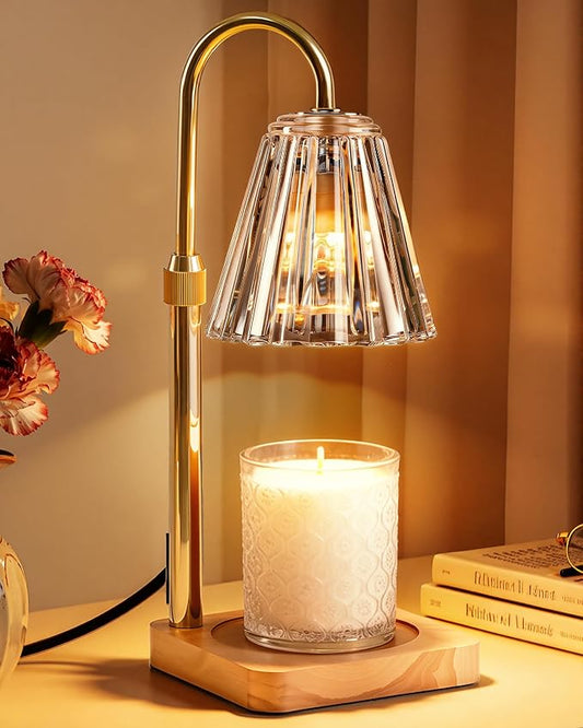 Marycele Candle Warmer Lamp with Timer & Dimmer - Mothers Day Gifts for Women Mom Her, Aesthetic Office Home Decor, Adjustable Height Wax Melter for Candle Jar & 3-Wick Candles (2 Bulbs Included)