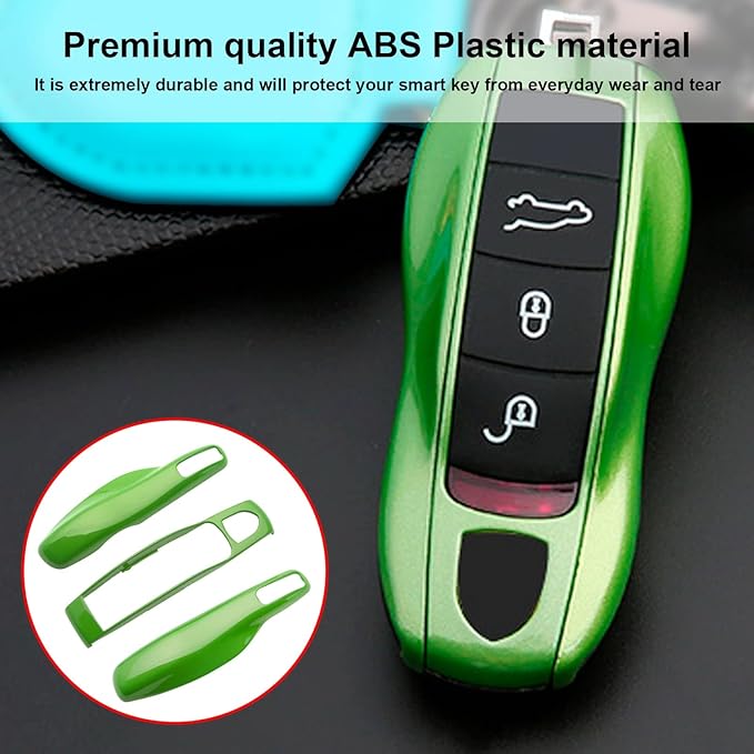x xotic tech Green Key Fob Cover Smart Remote Shell Case, 3 pcs Set Full Protection, Compatible with Porsche Boxster Cayman 981 Carrera 911 991 918 Spyder Macan Cayenne Panamera