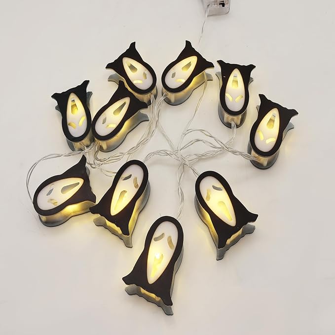 KEPATO Halloween String Lights, 9.8 FT 20 LED Spooky Ghost Decorative Lights for Indoor Outdoor Halloween Party Yard Porch Decor