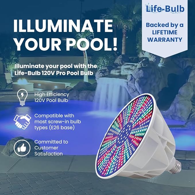 Pro Led Pool Lights for Inground Pool, Swimming Pool Light Bulb, Led Pool Light Bulb - Color Changing Pool Light XR Signal Technology 120V 500W - Lifetime Replacement Program