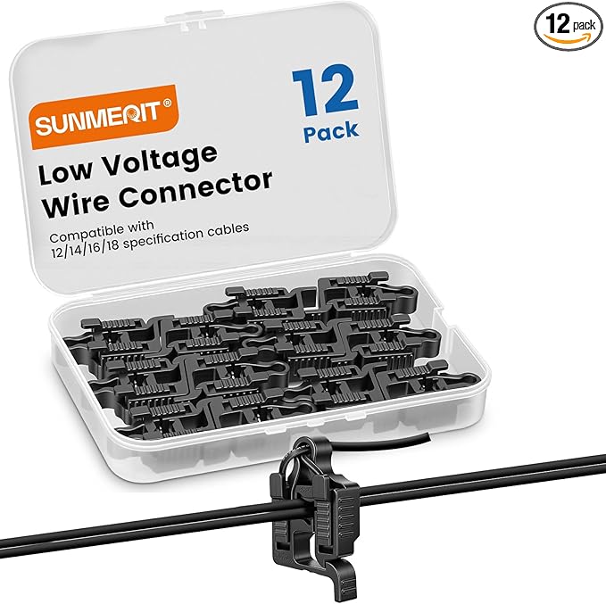 12 Pack Low Voltage Wire Connectors for Landscape Lighting, Compatible with #12/14/16/18 Gauge Underground Cable for Pathway Lights, Spotlight, In-ground Lights, Waterproof, UL Listed