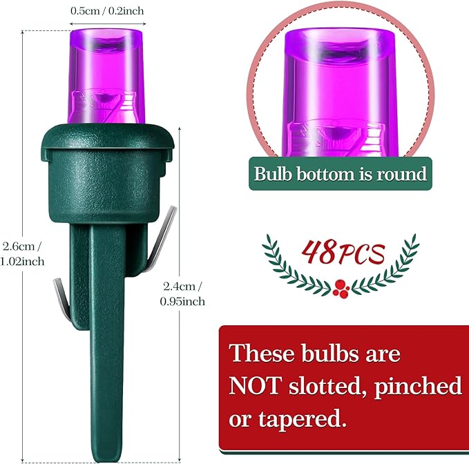 Honoson 180 Count 5 mm LED Halloween Replacement Bulbs Bulk Wide Angle Christmas Light Xmas Tree String Replacement Festival Light Decoration (Green Base with Bright Colors Bulb)