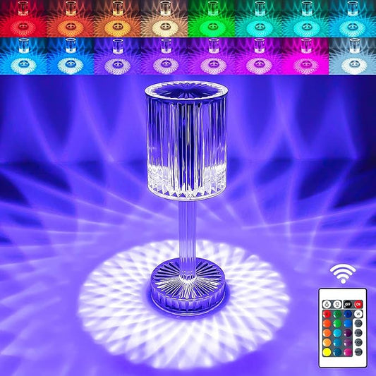 Crystal Lamp, Crystal Table Lamp Rose Crystal Lamp USB Diamond Table Lamp 16 Color Changing Touch Crystal Lamp (B)
