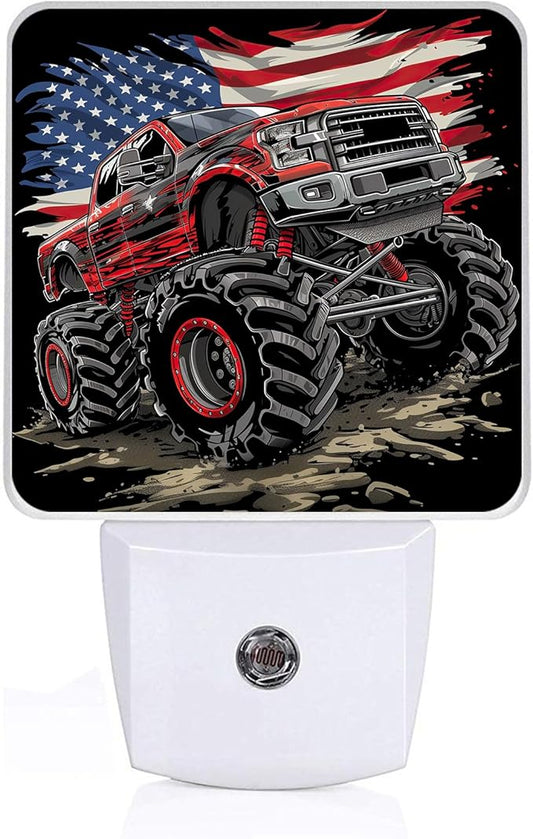 Monster Truck Night Light,Funny Plug-in Night Lights with Dusk-to-Dawn Sensor for Bedroom,Bathroom and Living Room Sleep Friendly lamp 0.5w