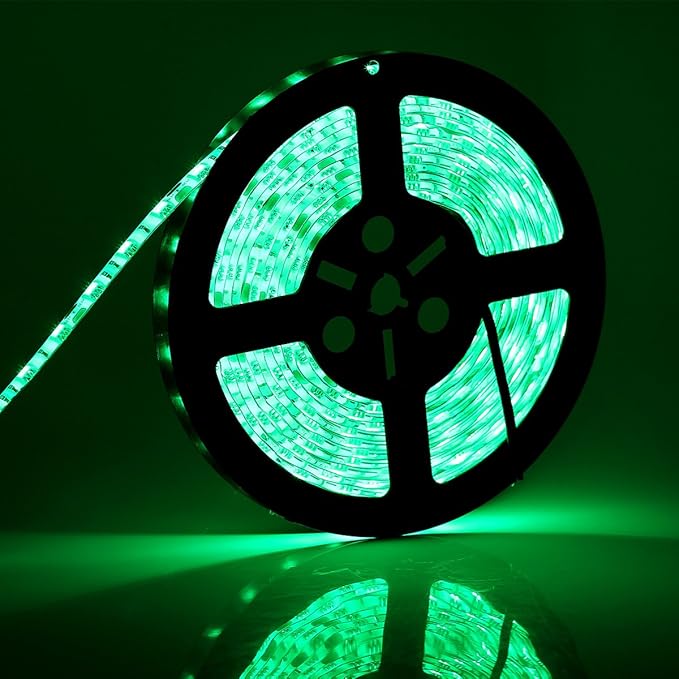 SUPERNIGHT 16.4FT LED Strip Light, Waterproof 12V 60W Green Rope Lights, 300 LEDs 5050 Tape Lights for Bedroom, Kitchen, Mirror, Home Decoration
