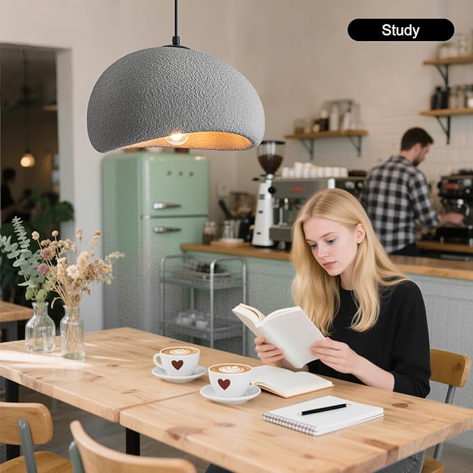 11.8 inch Wabi Sabi Pendant Light Modern Japanese Ceiling Fixture for Dining Room Kitchen Island Hallway, Gray E26 Base Hanging Lamp (30cm/11.8in)