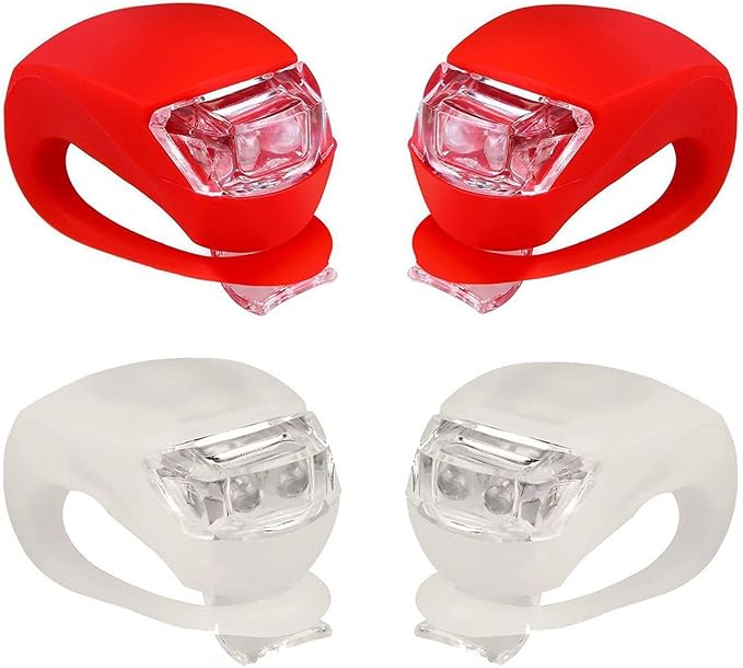 Malker Bicycle Light Front and Rear Silicone LED Bike Light Set - Bike Headlight and Taillight,Waterproof & Safety Road,Mountain Bike Lights,Batteries Included