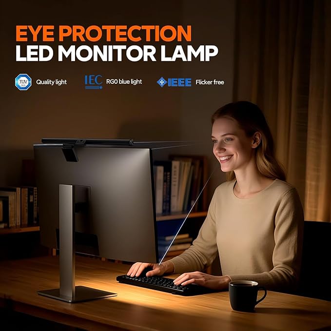 LYMAX Computer Monitor Light Bar, USB Computer Lamp Dimmable Screen Light Bar, Adjustable Brightness/Color Temperature with Touch Contror, No Screen Glare, Space Saving for Home Office Desk Light