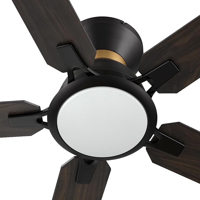 CEME 52 Inch Ceiling Fan With DC Motor, 10 Speeds, Dimmable LED Light, Smart Remote, APP, Alexa, Siri & Google Home, Dark Walnut Gold