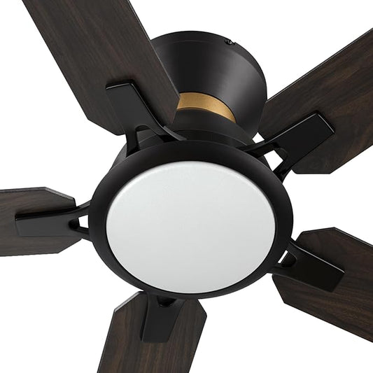 CEME 52 Inch Ceiling Fan With DC Motor, 10 Speeds, Dimmable LED Light, Smart Remote, APP, Alexa, Siri & Google Home, Dark Walnut Gold