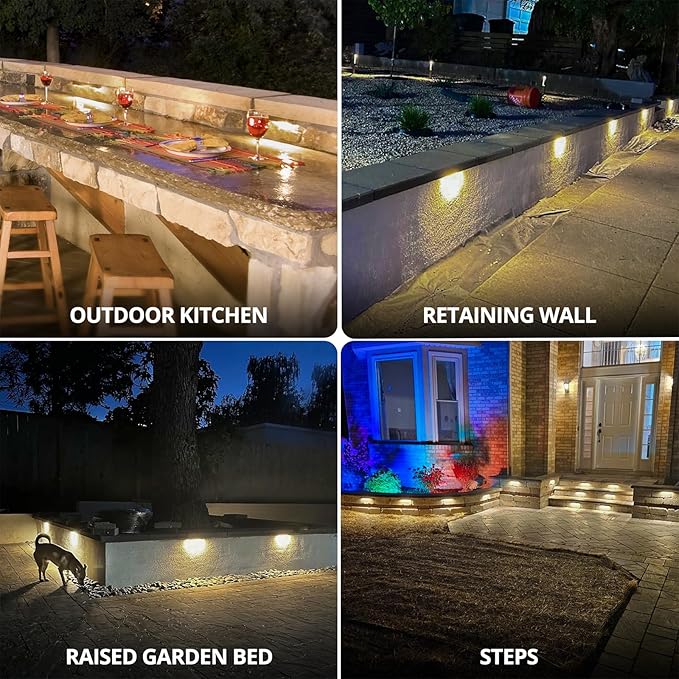 GKOLED 20Pack 6.8 Inches Hardscape Lights, Low Voltage Retaining Wall Lighting with Frosted Lens, 12V AC/DC Paver Light with 1.5W 2700K LED Chips, Outdoor Landscape Step Lights, Die-cast Aluminum