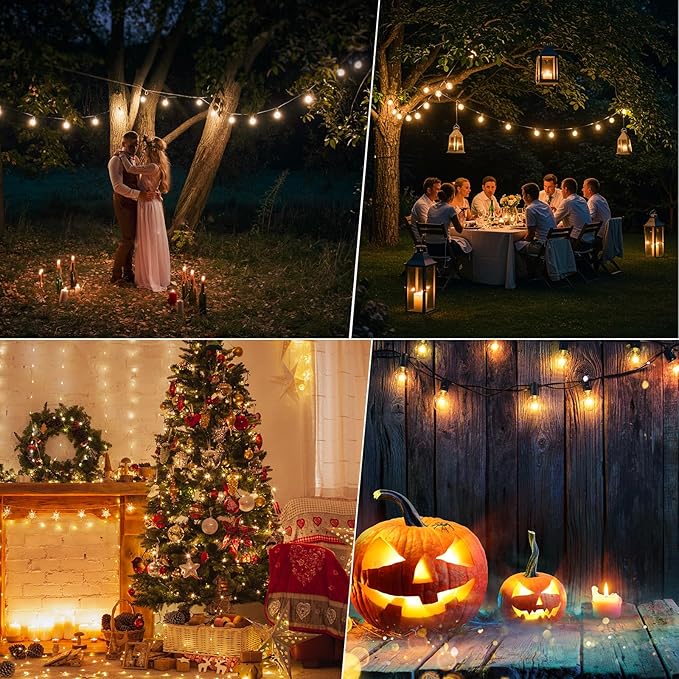 50 Pack G40 LED Replacement Bulbs, Shatterproof 1 Watt E12 LED Bulb for Outdoor Patio Garden Vintage String Lights, 2200K Warm White, Dimmable