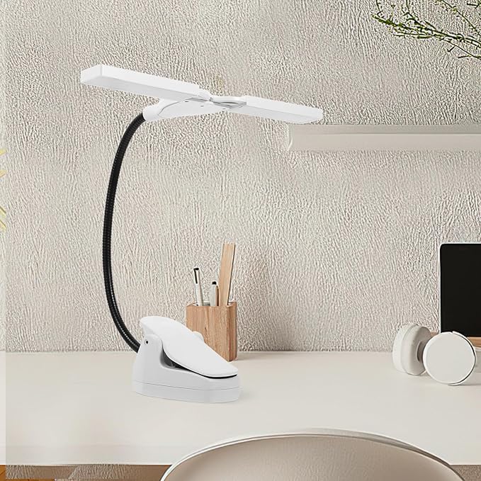 LED Rechargeable Clip-on Music Stand Light Flexible Gooseneck Piano Lamp with LED Desk Light for Upright Piano and Reading Battery Powered Portable Clip for Practice Random Color