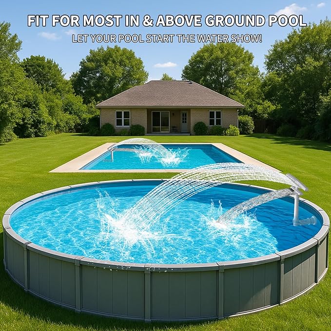 Pool Fountain for Above and Inground Pools, Dual-Layer Spray Pool Waterfall Sprinkler Chiller Aerator, Water Fountain Swimming Pool Accessories (for in-tex & Best-Way & Hay-Ward & Cole-Man)